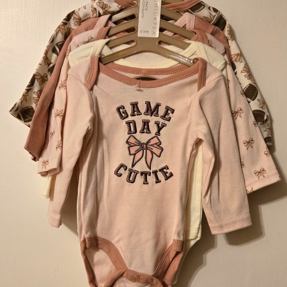 Chick pea Set of 5 Football Onesie Set- Game Day Cutie
